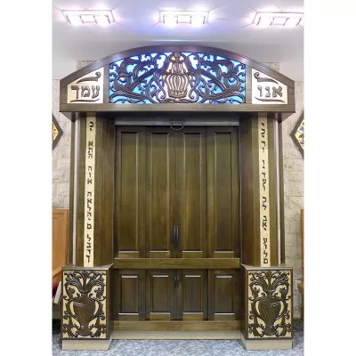 Custom Built Synagogue Aron Kodesh in Long Island City, Queens with carving and stained glass