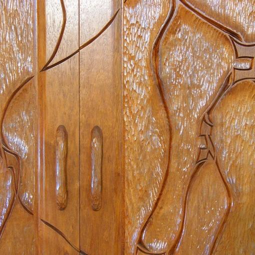 Tulane Hillel wood aron kodesh with carved doors