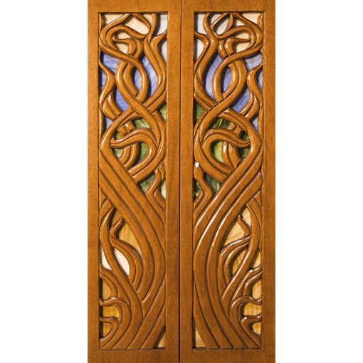 stained glass and wood aron kodesh wood doors