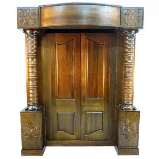 wood traditional aron kodesh with bookshelves