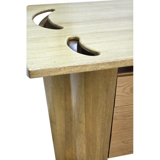 Solid wood torah table with laminate carving