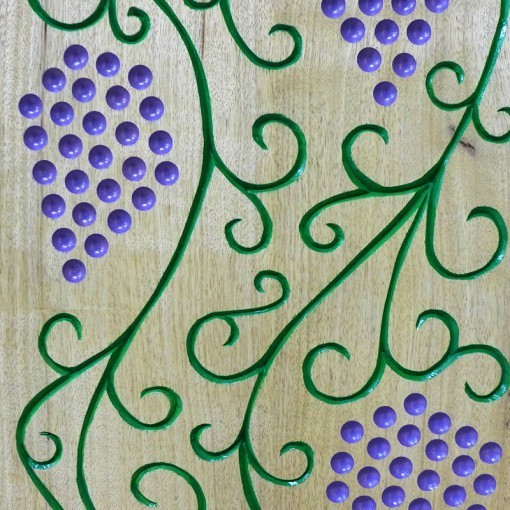 Portable folding torah table podium carving and painting detail of grapes