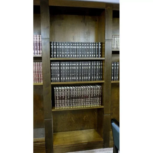 wood bookshelves built as a library for bet midrash in Toronto