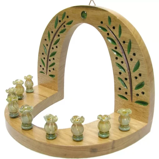 wall hung carved wood hannukiah menorah