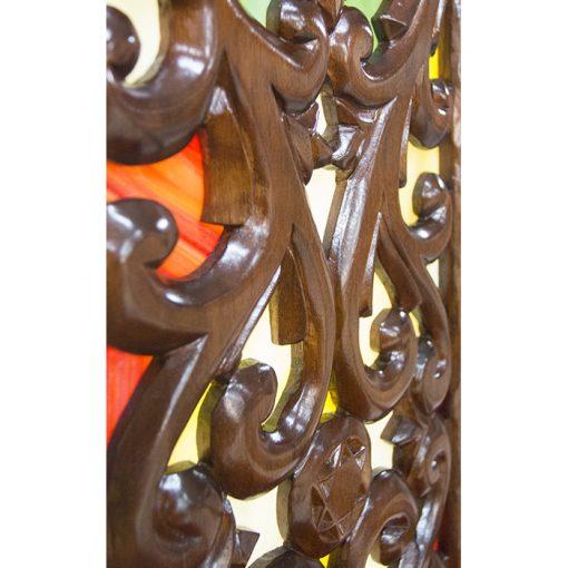 kise eliyahu carving detail with stained glass floral design