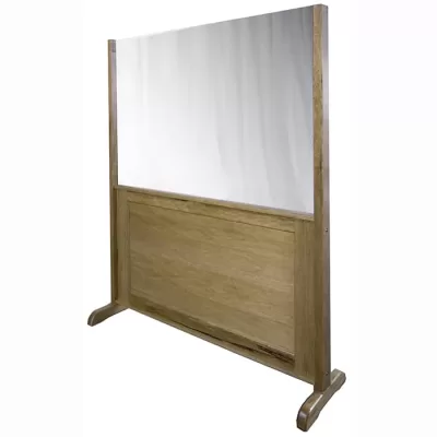mechitza with wood panel and one-way mirror