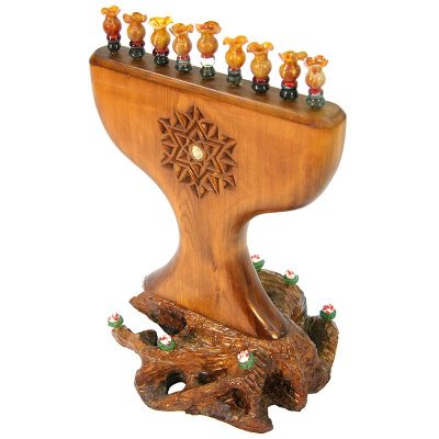 Tree of Life Hannukiah side angle