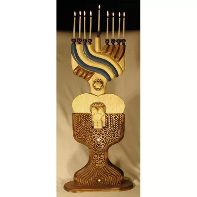 Eagle carved and painted menorah