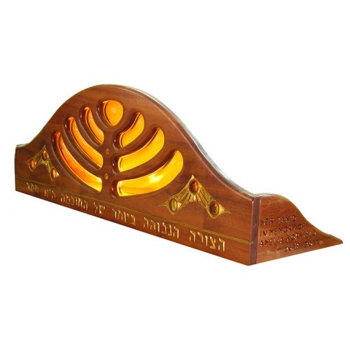 Mounted ner tamid for aron kodesh crown from the side