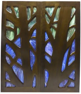 Wood and Glass Synagogue Doors