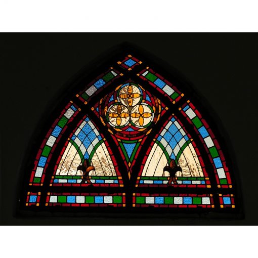 synagogue stained glass windows in dome shape blue
