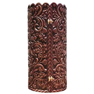 Carved Relief solid wood sephardi torah case
