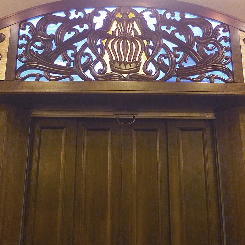 carving and glass for synagogue interior in queen new york