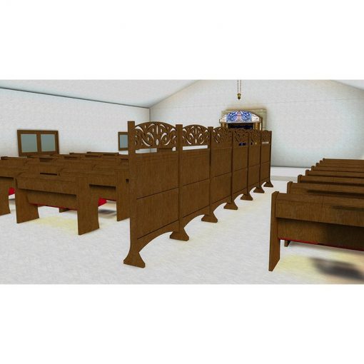 Synagogue Interior design with mechitza, pews, and room overview
