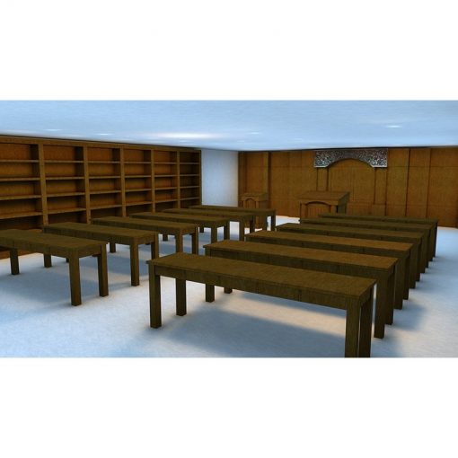Interior Design for synagogue Tehillat Yisrael Toronto Tables and shelving