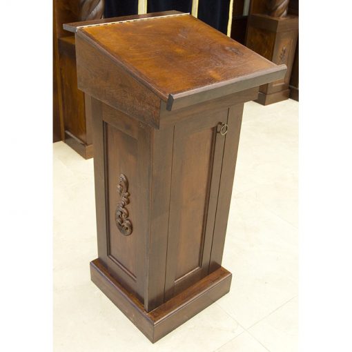 Custom designed and carved detail of wood podiums for synagogue