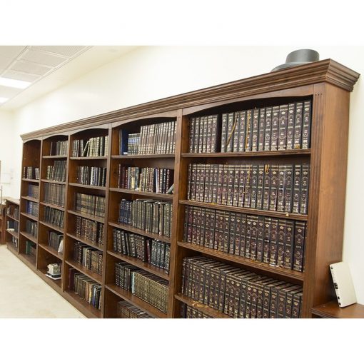library book cases built from wood with molding for synagogue in Israel