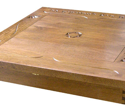 portable torah table with carving