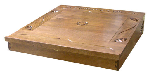 portable torah table with carving