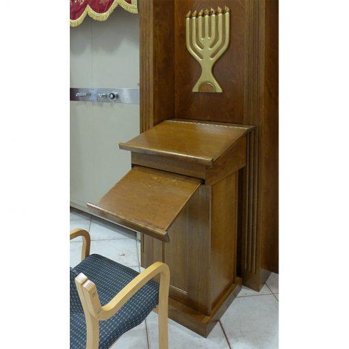 Amud tefillah for Young Israel with pull out table for sitting position prayer and study