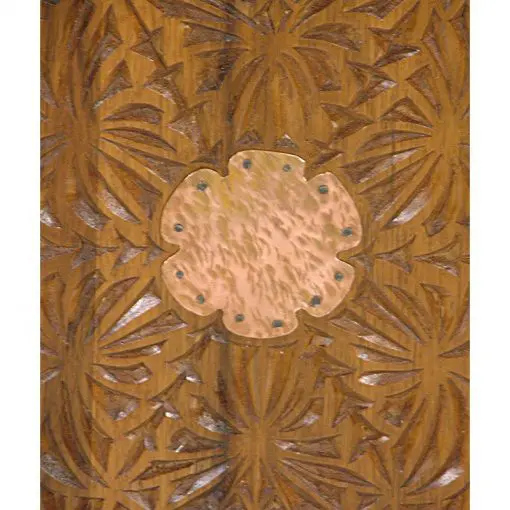 copper plate and hand carved wood shtender
