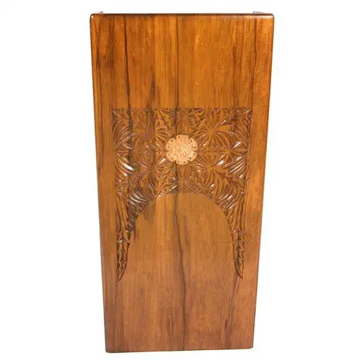 hand carved wood shtender back