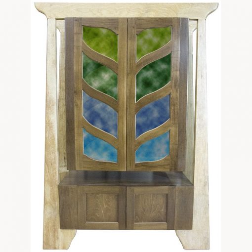 Stained glass aron kodesh for synagogue with contemporary design