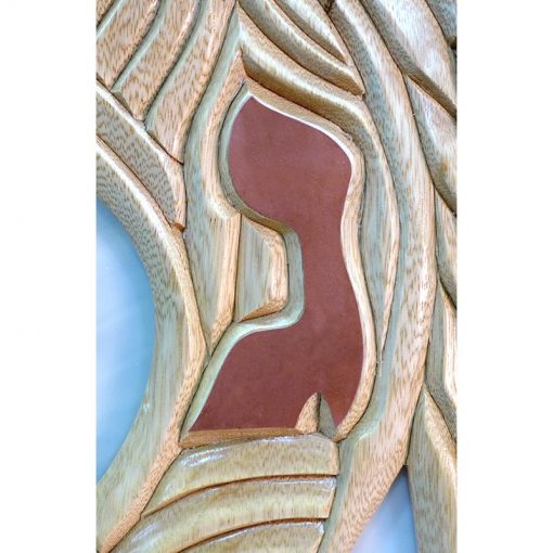 ten utterances torah ark carving detail with copper letters