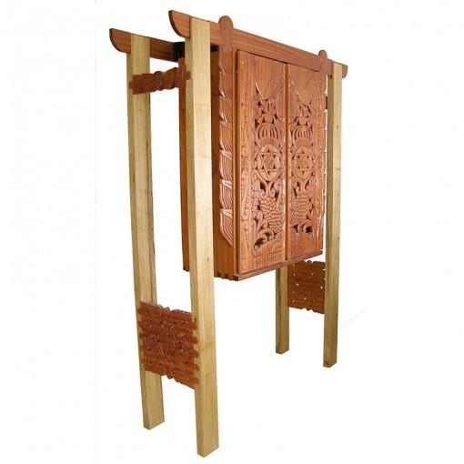 Mishkan Inspired torah ark with mahogany carving