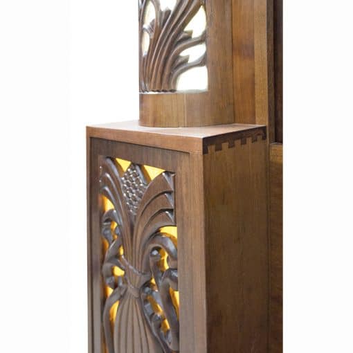 handcarved aron kodesh with stained glass and dovetail joinery