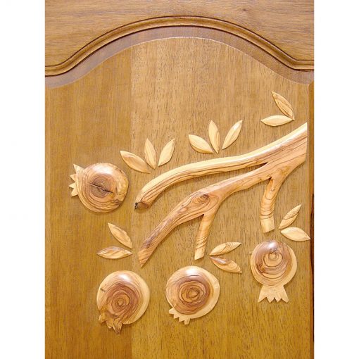 hand olive wood carving of pomegranite