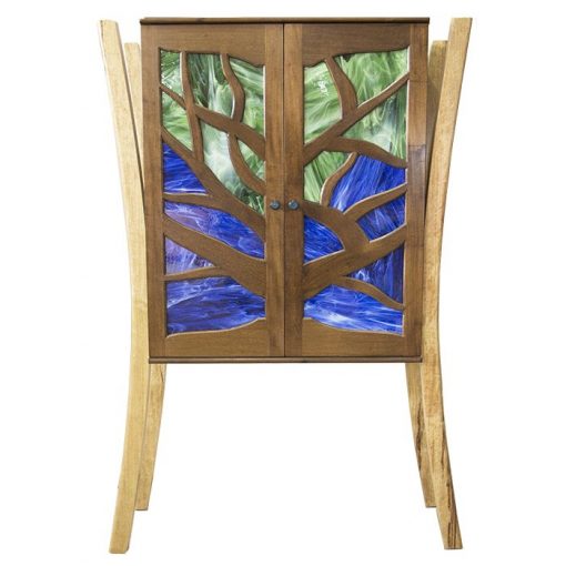 hanging mishkan tree of life aron kodesh with stained glass inset