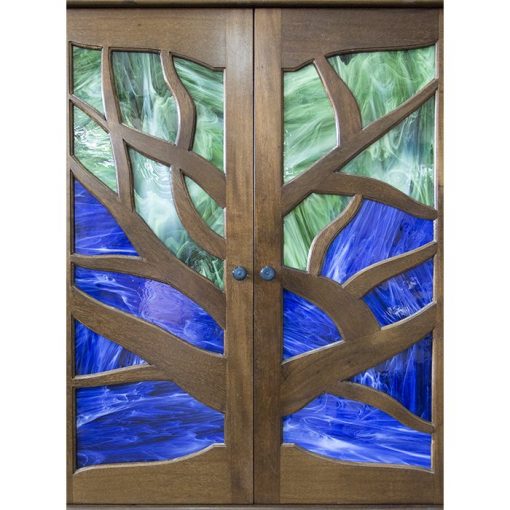 tree of life aron kodesh with stained glass doors