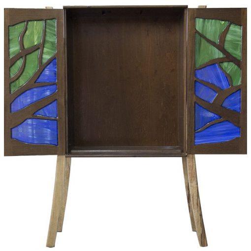 tree of life aron kodesh with stained glass inset doors open