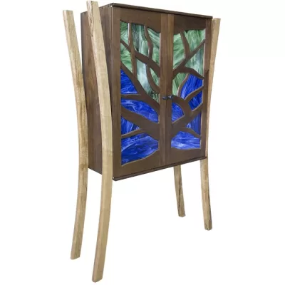 tree of life aron kodesh with stained glass inset hanging
