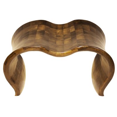 solid wood curved bench