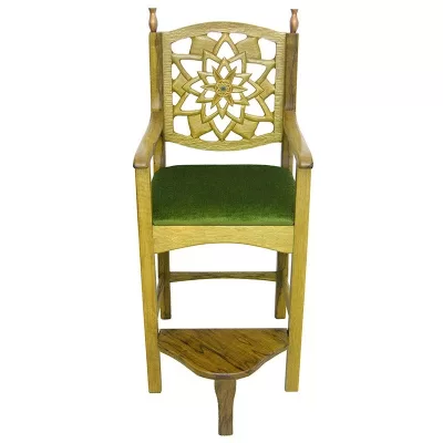 Light wood kise eliyahu with upholstered seat and hand carving