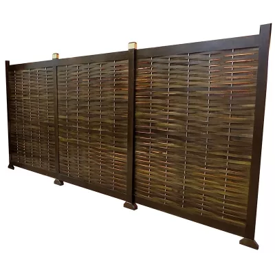 woven mechitza panel from solid wood and stainless steel