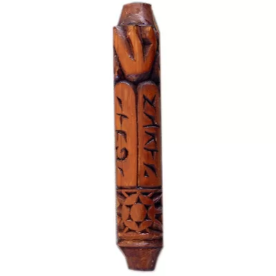walnut carved wood mezuzah for synagogue