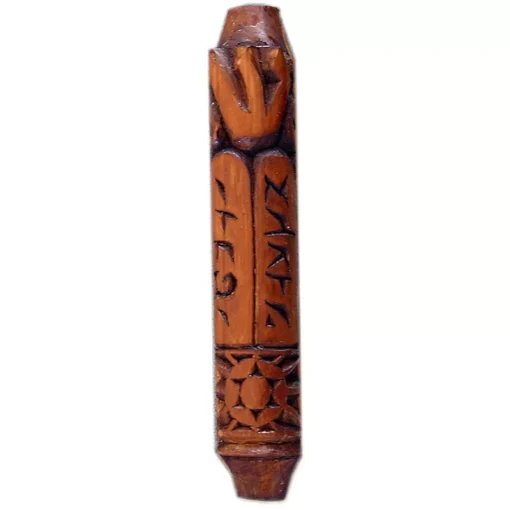 walnut carved wood mezuzah for synagogue