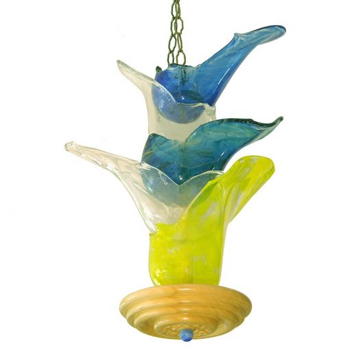 ner tamid with hand blown glass blue and yellow
