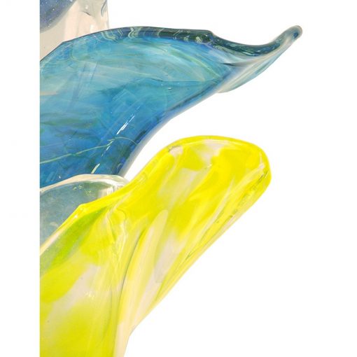 hand blown glass for ner tamid in yellow and blue details
