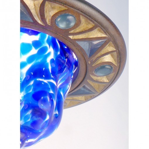 detail of star of david blue blown glass ner tamid