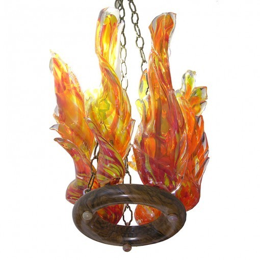glass blown ner tamid with flames