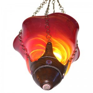 Red Horizon blown glass ner tamid
