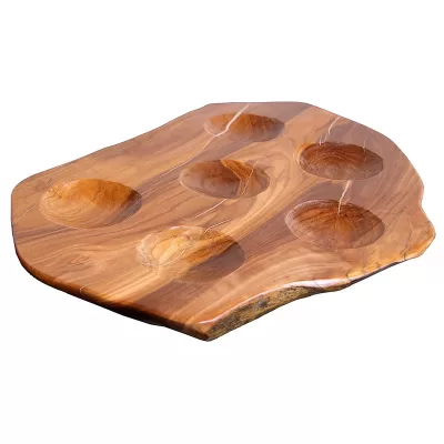 hand carved olive wood seder plate for passover six cups