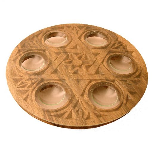 shaped glass seder plate for passover in light finish