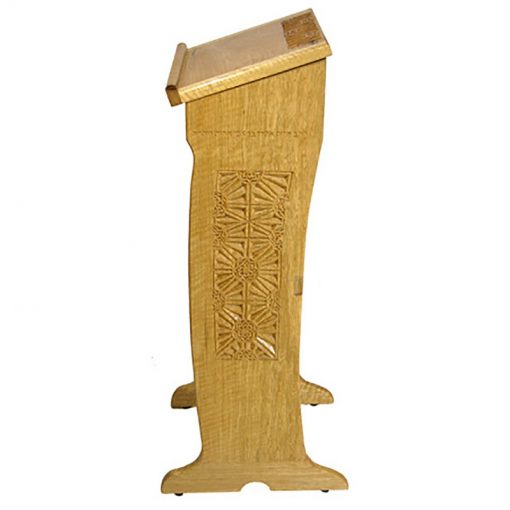 Solid wood shtender with carving representing the kabbalah and sephirot