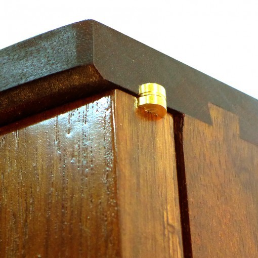 curved solid wood door aron kodesh with dovetail joinery and brass hinges