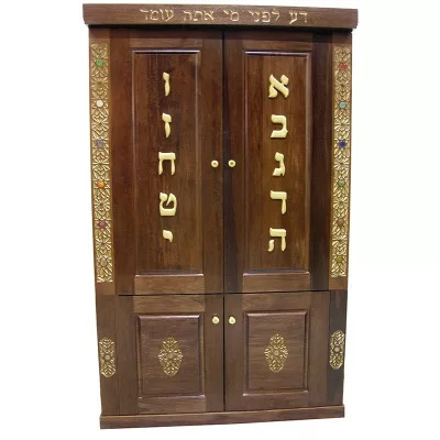 golden painted and carved wood torah ark